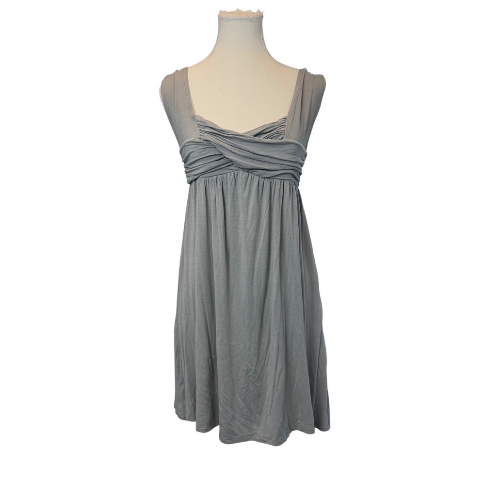 Zara Y2K Gray Twist Front Empire Waist Sleeveless Mini Dress Top Crisscross
